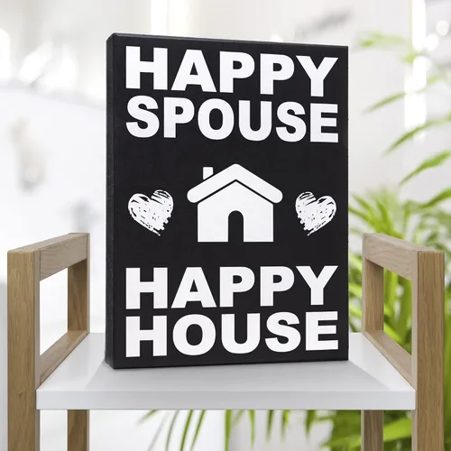 Miniatura 5 de JennyGems Cartel de Happy Spouse Happy House, regalos divertidos de boda, regalos para parejas, letreros de matrimonio, decoración para parejas
