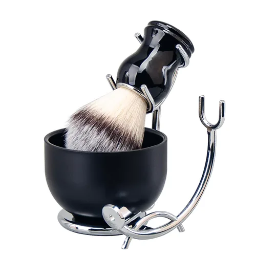 Miniatura 9 de Grandslam Kit de cepillo de afeitar y cuenco para hombres, juego de brochas de afeitar 3 en 1, cuenco de afeitar y soporte de acero inoxidable, kit