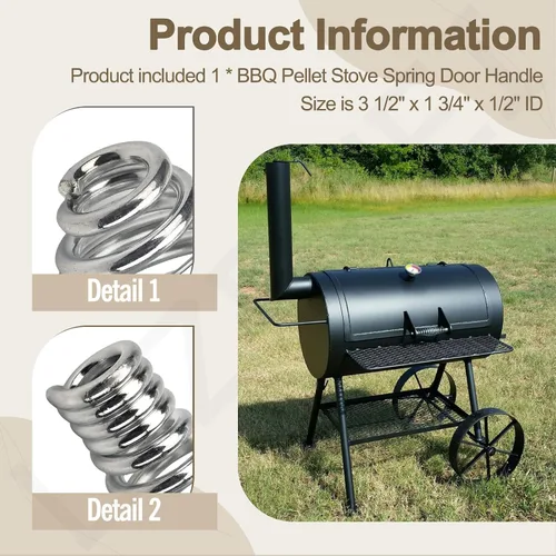 Miniatura 3 de Manija de puerta de resorte para estufa de pellets de barbacoa, 2 piezas (diámetro máximo: 1-3/4 ", longitud: 3-1/2", para varilla de 1/2") Uso