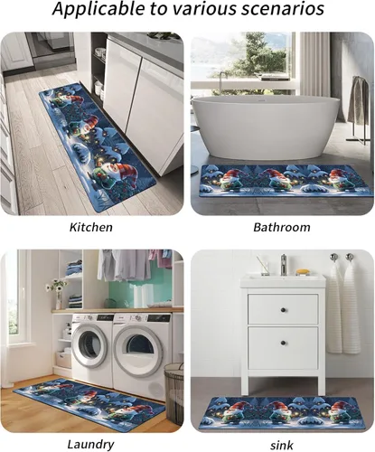 Miniatura 5 de Tapete de baño de gnomos de invierno para bañera, tapete antideslizante de secado rápido y absorbente, tierra de diatomeas, fregadero, dormitorio