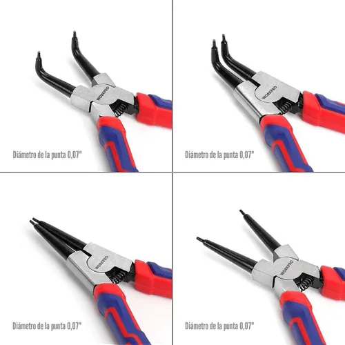 Miniatura 2 de WORKPRO Juego de 4 alicates de anillo a presión – Kit de alicates de clip para circuito interno/externo de 7 pulgadas
