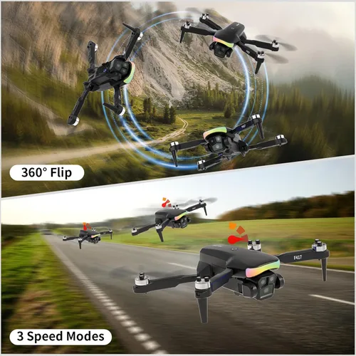 Miniatura 4 de Mini dron con cámara 1080P para adultos y principiantes, dron cuadricóptero FPV con luz LED RGB para principiantes, despegue/aterrizaje con una Negro