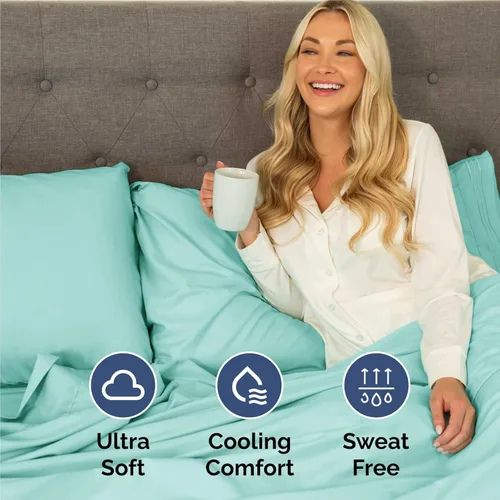 Miniatura 4 de Juego de sábanas tamaño King de 4 piezas, cómodo, transpirable y refrescante, ropa de cama de lujo de hotel para mujeres, hombres, niños, 22 - Spa