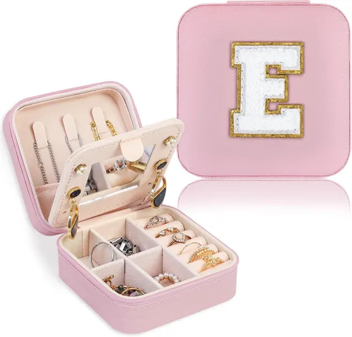 FUNARTY Organizador de joyas de viaje, regalos para mujeres, joyero pequeño, organizador de joyas, organizador de collares, aretes, caja