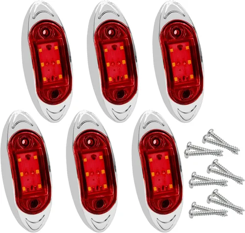 Miniatura 8 de Luz LED de marcador de remolque lateral de camión, 6 LED, lámpara de marcador de liquidación para camiones resistentes, remolques, caravanas, Rojo