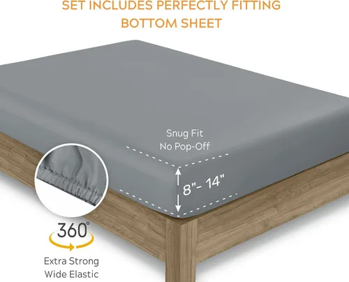Miniatura 5 de Sleep Mantra Premium juego de sábanas de cama Queen de 100 % algodón orgánico - Tejido de percal suave y refrescante - Juego de ropa de cama de 4
