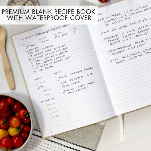 Miniatura 6 de Libro de recetas estético en blanco con cubierta impermeable, el cuaderno de recetas perfecto para escribir en tus propias recetas, hermoso libro