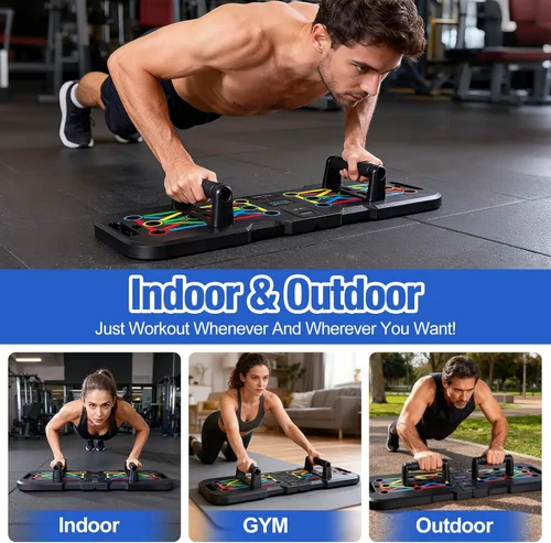 Miniatura 6 de Tabla de empuje con contador, tabla de flexiones para hombres y mujeres, equipo de entrenamiento de fuerza de gimnasio plegable