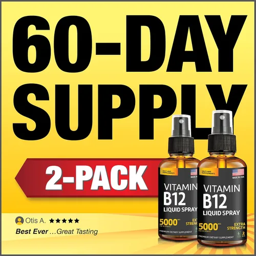 Miniatura 6 de Paquete de 2 – Spray líquido B12 de 5000 mcg – Vitamina B12 sublingual – Spray de vitamina B12 vegano – Metilcobalamina Vitamina B12 líquido que