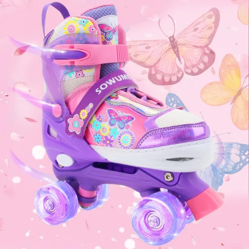 Miniatura 6 de Patines en línea ajustables para niñas y mujeres, todas las 8 ruedas de los patines de niña brillan, iluminación segura y divertida para niños