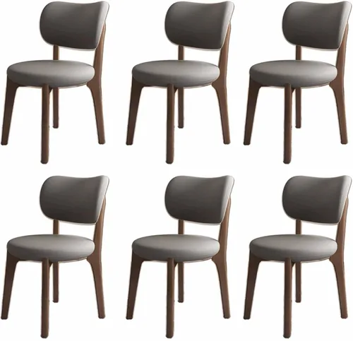 Miniatura 34 de Juego de 2 sillas de comedor tapizadas de cuero suave, sillas de comedor de madera maciza, con asiento acolchado y patas de madera para cocina, sala