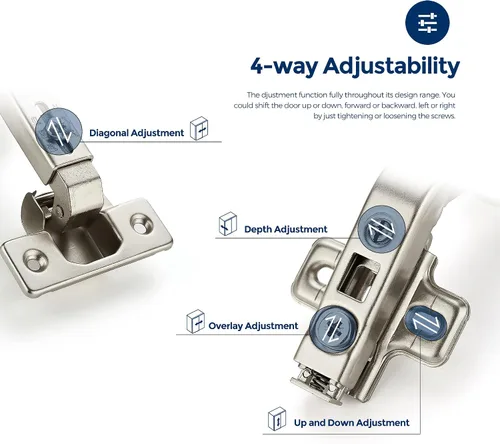 Miniatura 8 de Ravinte 1 par de 2 bisagras de gabinete de cocina, bisagras de puerta de cocina de 135 grados compatibles con armario de esquina Lazy Susan, marco