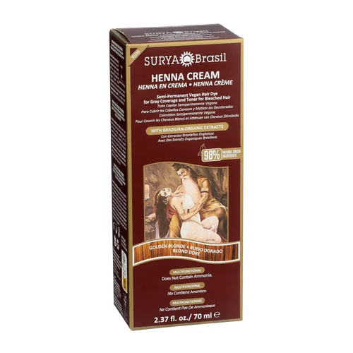 Miniatura 4 de Surya Brasil Henna Cream Golden Blonde - 98 % de ingredientes naturales, vegano, libre de crueldad, ecológico, color de cabello semipermanente