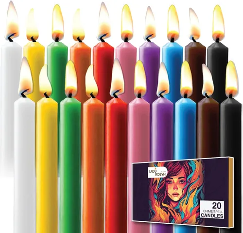 Miniatura 7 de Juego de 20 velas cónicas de color sólido, velas de cera de parafina sin goteo de 4 pulgadas con mecha de algodón, ideal para bodas, shabat, Rojo