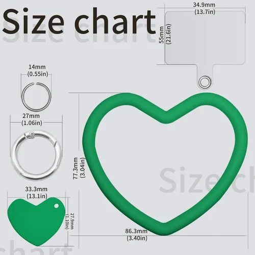 Miniatura 8 de Correa de silicona en forma de corazón para teléfono, correa de muñeca para teléfono celular con soporte para llavero, universal compatible con Negro