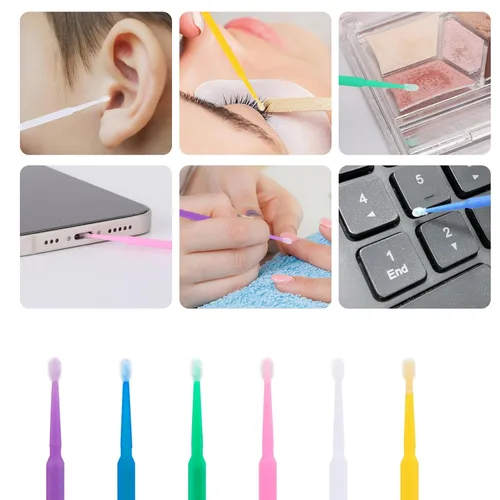 Miniatura 3 de Tbestmax 1200 piezas de cepillo micro aplicador, micro hisopos, varitas desechables para pestañas de pestañas para extensión de pestañas, 6