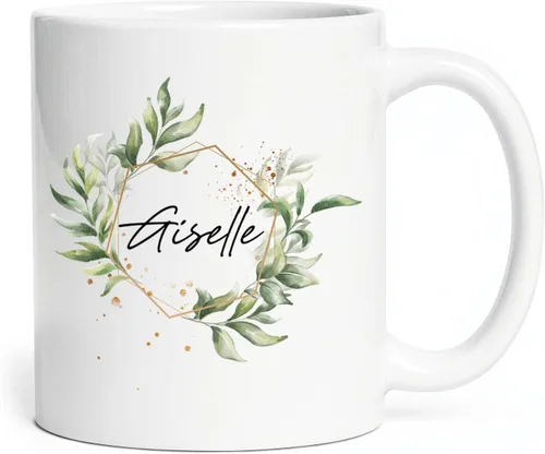 Miniatura 11 de Taza de cerámica blanca con monograma de letra inicial personalizada, alfabeto floral, nombre personalizado y inicial A-Z, taza de café de 11 onzas