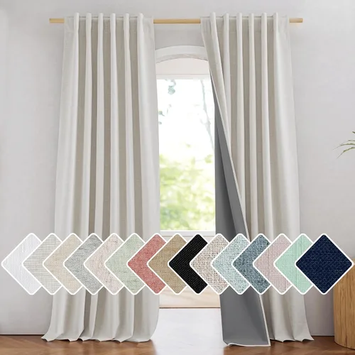 Miniatura 59 de NICETOWN Cortinas 100% opacas de 63 pulgadas de largo, 2 paneles de cortinas cortas con aislamiento térmico con forro para dormitorio, cortinas