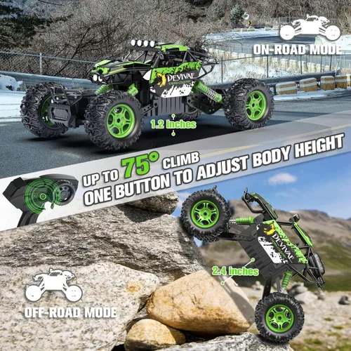 Miniatura 2 de CROBOLL Autos RC grandes 1:12 para niños con función de elevación mejorada, auto de control remoto 4WD de 2.4 GHz, juguete de regalo, camión Verde