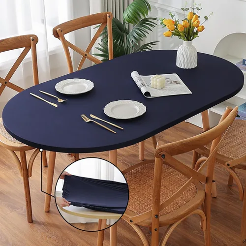 Miniatura 9 de Mantel redondo de elastano, suave y agradable a la piel, sin pelusas, funda de mesa de tela transpirable con banda elástica para comedor, reunión