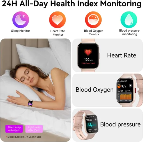 Miniatura 4 de Reloj inteligente, relojes inteligentes HD de 1.96 pulgadas para hombres y mujeres, (responder/hacer llamadas), reloj de fitness impermeable IP68