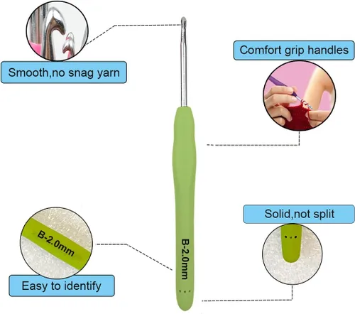 Miniatura 2 de Mdoker Ganchos de ganchillo extralargos, agarre ergonómico, mango suave para ganchillo hecho a mano, agujas de ganchillo para manos artríticas