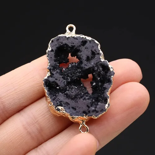 Miniatura 5 de LE SKY Conectores de piedra natural coloridos irregulares druzy geoda ágata borde dorado encanto de enlace de piedra para hacer joyas collar