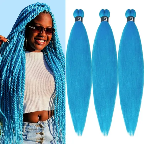 Miniatura 82 de pelo trenzado preestirado marrón, pelo trenzado Kanekalo, pelo trenzado preestirado de 26 pulgadas, 6 paquetes plegados, textura Yaki, extensiones