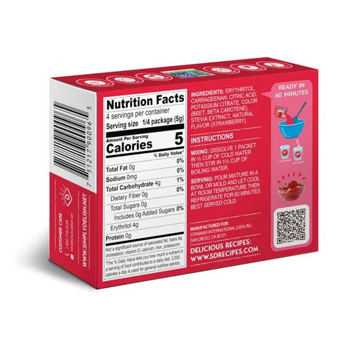 Miniatura 2 de Simply Delish Postre natural de gelatina de fresa, sin azúcar, sin OMG, sin gluten, sin grasa, vegano, apto para dieta cetogénica, 0.7 onzas
