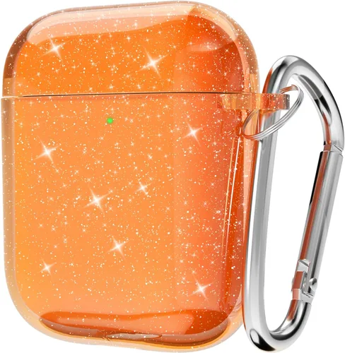 Miniatura 25 de Svanove Funda para Airpods Transparente con Purpurina, Funda Brillante y Bonita para Airpods de 1ª y 2ª Generación con Llavero, Carcasa Rígida