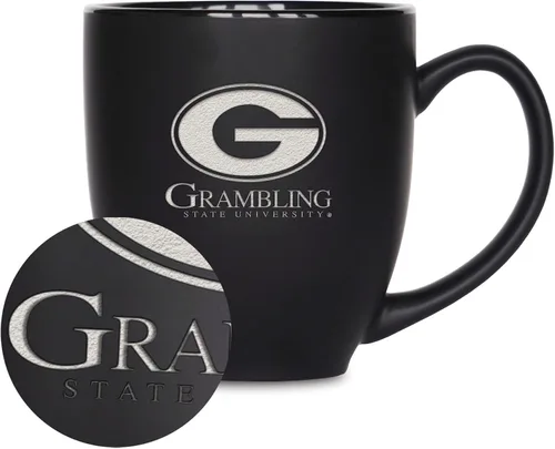 Miniatura 179 de Rico Industries - Taza de cerámica mate negra con grabado láser estándar de 15oz para NCAA (escuelas T & U) - Para bebidas calientes o frías