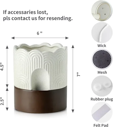 Miniatura 2 de Nihow Maceta de riego automático: maceta de cerámica de 6 pulgadas con orificio de drenaje y almacenamiento de agua, maceta de riego automático