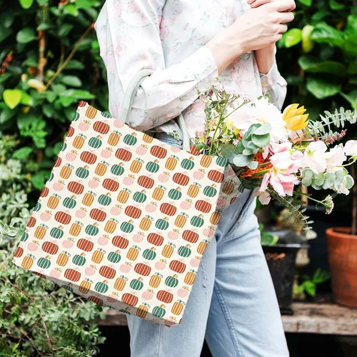 Miniatura 7 de Whaline Paquete de 12 piezas de tela de algodón de otoño boho de 10 x 10 pulgadas, tela cuadrada de hongos y calabaza, telas de costura bohemias