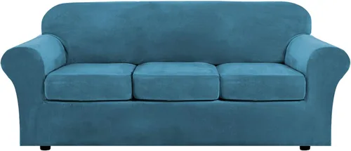 Miniatura 17 de cjc Fundas elásticas para sofá de terciopelo de fácil ajuste con funda de cojín (gris, sillon)