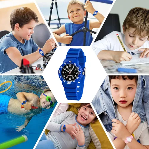 Miniatura 5 de Reloj analógico para niños, resistente al agua, para enseñar el tiempo, para niños y niñas, correa suave para aprender