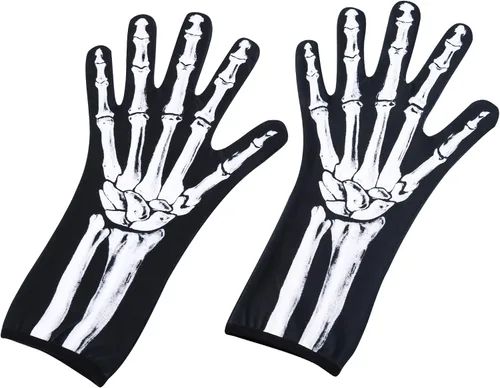 Miniatura 2 de AXBXCX Guantes de esqueleto de dedo completo para muñeca, guantes de baile largos de Halloween