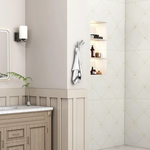 Miniatura 2 de Angle Simple Gancho para toallas de baño, gancho giratorio plegable de metal, colgador de bata para pared, níquel cepillado