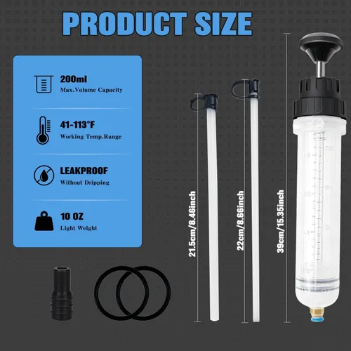 Miniatura 2 de Extractor de líquido de 200 CC para aceite, gasolina y dirección asistida, líquido de frenos, jeringa multiusos para transferencia de líquidos