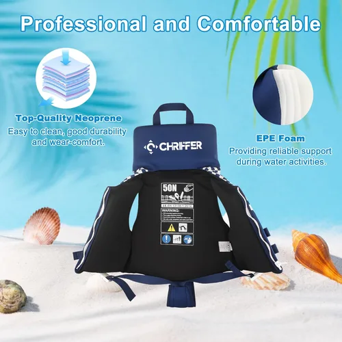 Miniatura 4 de Chriffer Chaleco de natación para niños de 20 a 70 libras, cremallera fácil de poner y quitar, chaquetas de natación para 2, 3, 4, 5, 6, 7, 8 años