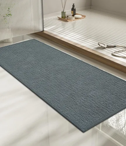 Miniatura 37 de Chakme Juego de 2 alfombras de baño ultrafinas, absorbentes, antideslizantes, lavables a máquina, color negro, 17 x 24 pulgadas / 17 x 30 pulgadas