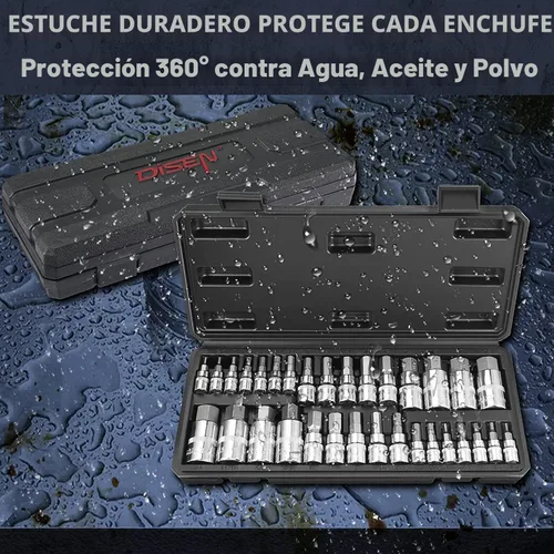 Miniatura 8 de DISEN Juego de 32 llaves hexagonales SAE y métricas Allen con funda de almacenamiento mejorada, acero al cromo vanadio tratado térmicamente de alta
