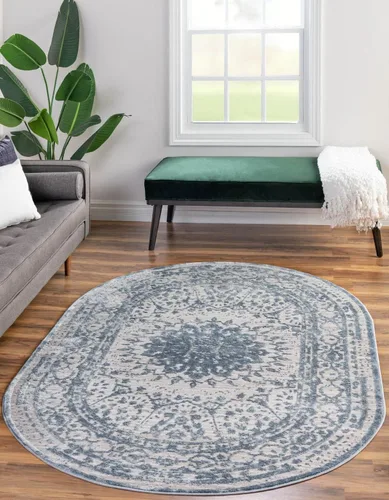 Miniatura 25 de Unique Loom Colección Aberdeen - Alfombra Derbyshire (2' 2" x 3' 1" Rectángulo, Azul Claro/Gris)