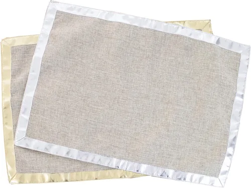 Miniatura 5 de Fennco Styles Manteles individuales con borde dorado metálico, 13 x 19 pulgadas, juego de 4 manteles individuales para decoración del hogar