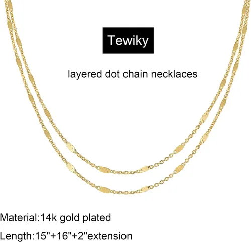 Miniatura 5 de Tewiky Collar de cadena de oro para mujer, chapado en oro de 14 quilates, collar de cadena de oro delicado, gargantilla de oro simple, collar