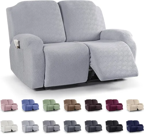 Miniatura 53 de KinCam Fundas para sillón reclinable, fundas elásticas para sillas reclinables, fundas para sofá reclinable de jacquard a rayas, protectores