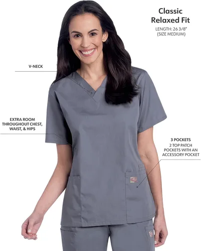 Miniatura 2 de ScrubZone - Parte superior de ambo con manga corta y cuello en V para mujer