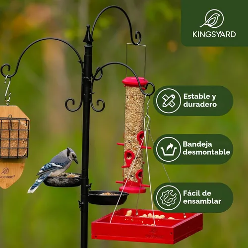 Miniatura 2 de Kit de estación de alimentación para pájaros Kingsyard - poste de comedero de 85 pulgadas con base de 5 puntas, soporte de comedero para pájaros