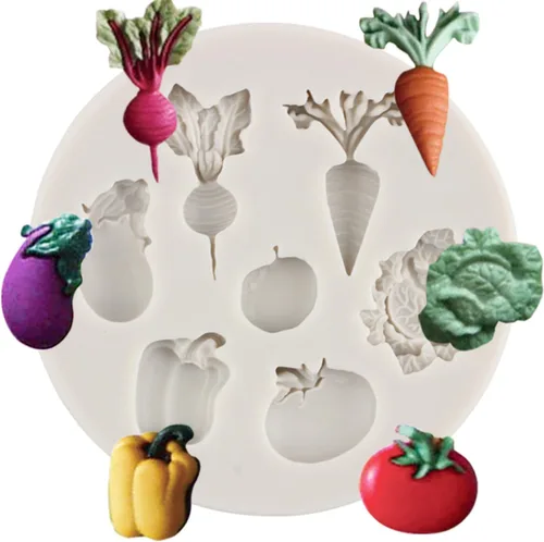 Miniatura 11 de Molde de fondant de verduras, zanahoria, tomate, coliflor, chocolate, moldes de silicona para decoración de pasteles de azúcar, decoración
