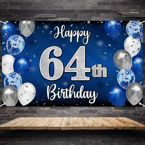 Miniatura 148 de Decoración de feliz cumpleaños 35, globo azul y plateado de 35 años, cartel grande de telón de fondo de cumpleaños, suministros para fiesta de 35th