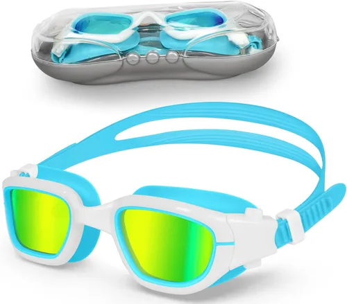 XDX Gafas de natación con gorro de natación, gafas de piscina antivaho con lentes desmontables, juego de gorras de natación para jóvenes, hombres y